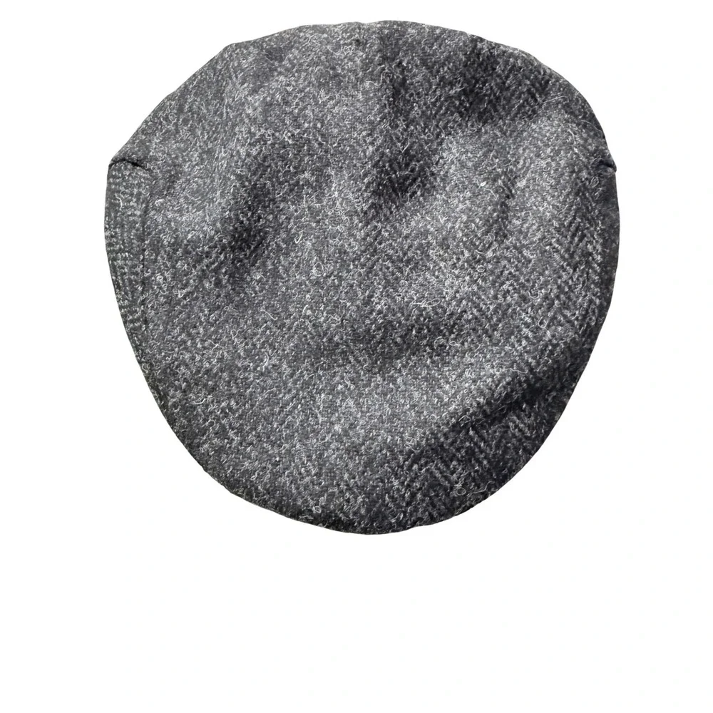 Jaxon James Mens Large Black Charcoal Herringbone Tweed Flat‎ Cap Hat Dunvegan